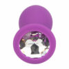 Jewelled Silicone Butt Plug Purple - Medium - Image 6