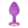 Jewelled Silicone Butt Plug Purple - Medium - Image 3