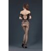 Moonlight Criss-Cross Cut-Out Crotchless Floral Bodystocking Black One Size - Image 3