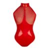 Plus Size Mesh Leather look crotchless Bodysuits - Image 2