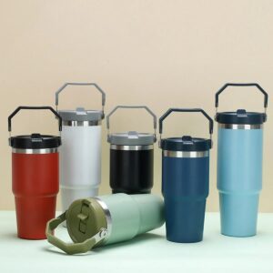 Vacuum insulated double-layer stainless steel cup with handle