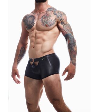 C4M Peekaboo Black Leatherette Mini Pants