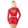 Leg Avenue Rhinestone Crop Top and Mini Skirt Red - Image 3