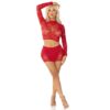 Leg Avenue Rhinestone Crop Top and Mini Skirt Red - Image 5