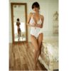 Leg Avenue Lace Teddy with Bow and Ruffles White - Image 8