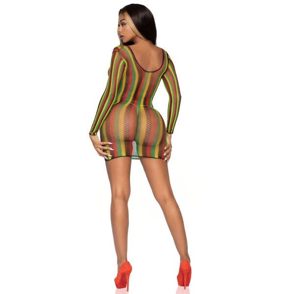 Leg Avenue Rasta Net Long Sleeve Mini Dress - Image 3