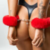Plush Red Faux Fur Cuffs - Image 8