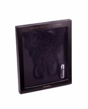 Vibrating Black Crotchless Thong
