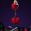 Plush Red Faux Fur Cuffs - Image 2