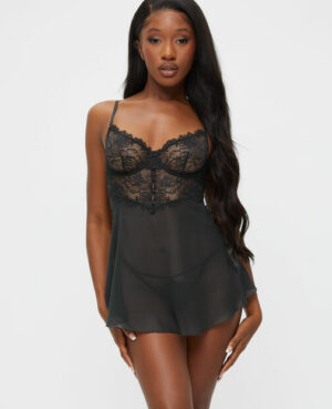 Iris Babydoll Set – Black