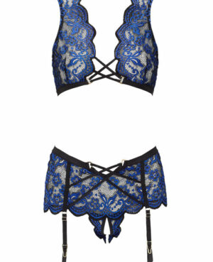 Brooke Crotchless Set – Black/Blue