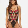 Caged Rose Non Padded Body - Black/Red - Image 2