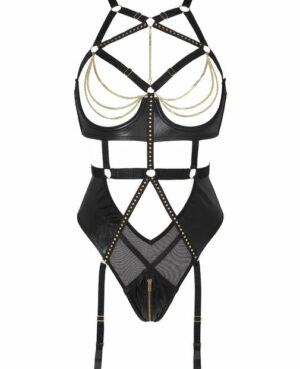 The Minx Luxe Crotchless Body – Black