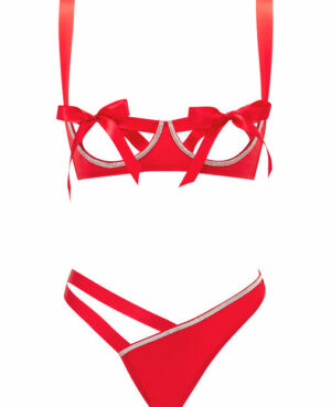 Unwrap Me Luxe Crotchless Set – Red