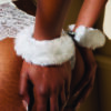 Plush White Faux Fur Handcuffs - Image 2