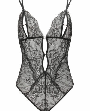Diamond Heart Crotchless Body – Black