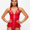 Exuberant Crotchless Teddy – Red - Image 2