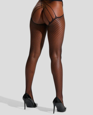 Fishnet Strappy Crotchless Tights