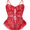 Boudoir Tease Crotchless Teddy – Bright Red - Image 2