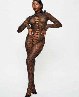 Enya Crotchless Bodystocking – Black