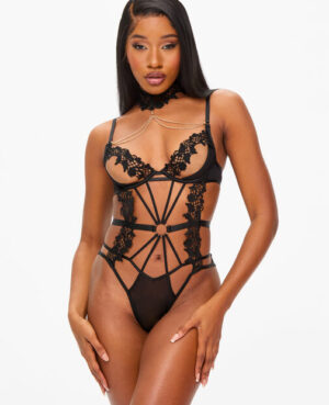 Evening Desire Crotchless Body – Black