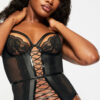 Hot Blooded Crotchless Cami Suspender Set – Black - Image 3