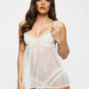 Locked On Love Crotchless Babydoll Set – Ivory - Image 3