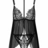 Loveable Touch Crotchless Babydoll – Black - Image 2