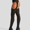 High Waisted Crotchless Glossy Tights - Image 3