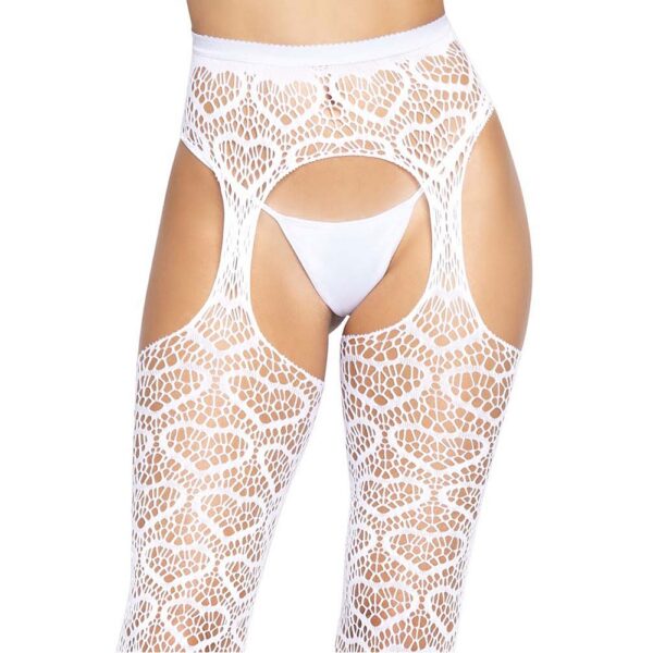Leg Avenue Heart Net Suspender Tights White - Image 7