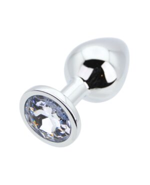 Toosh Silver Metal Butt Plug Medium Clear Stone