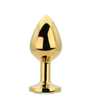 Toosh Gold Metal Butt Plug Medium Clear Stone