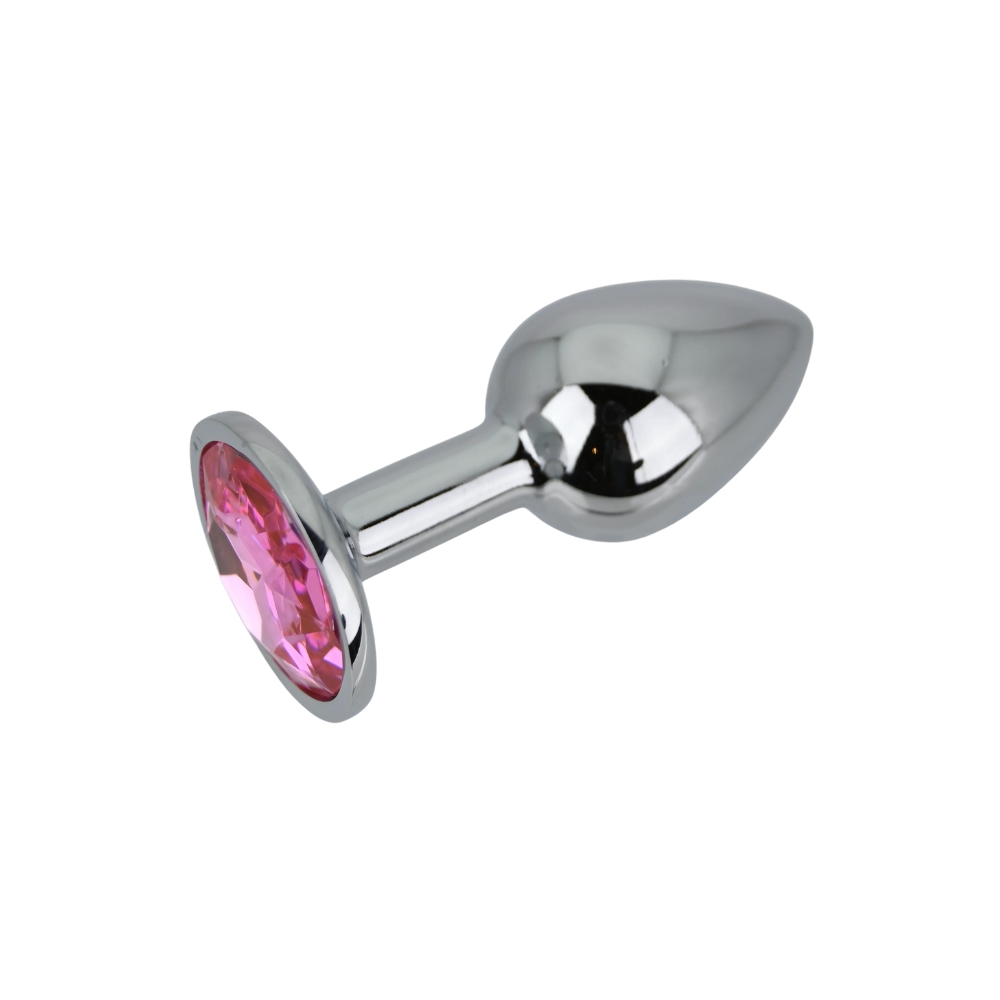 Toosh Silver Metal Butt Plug Small Pink Stone - Image 5