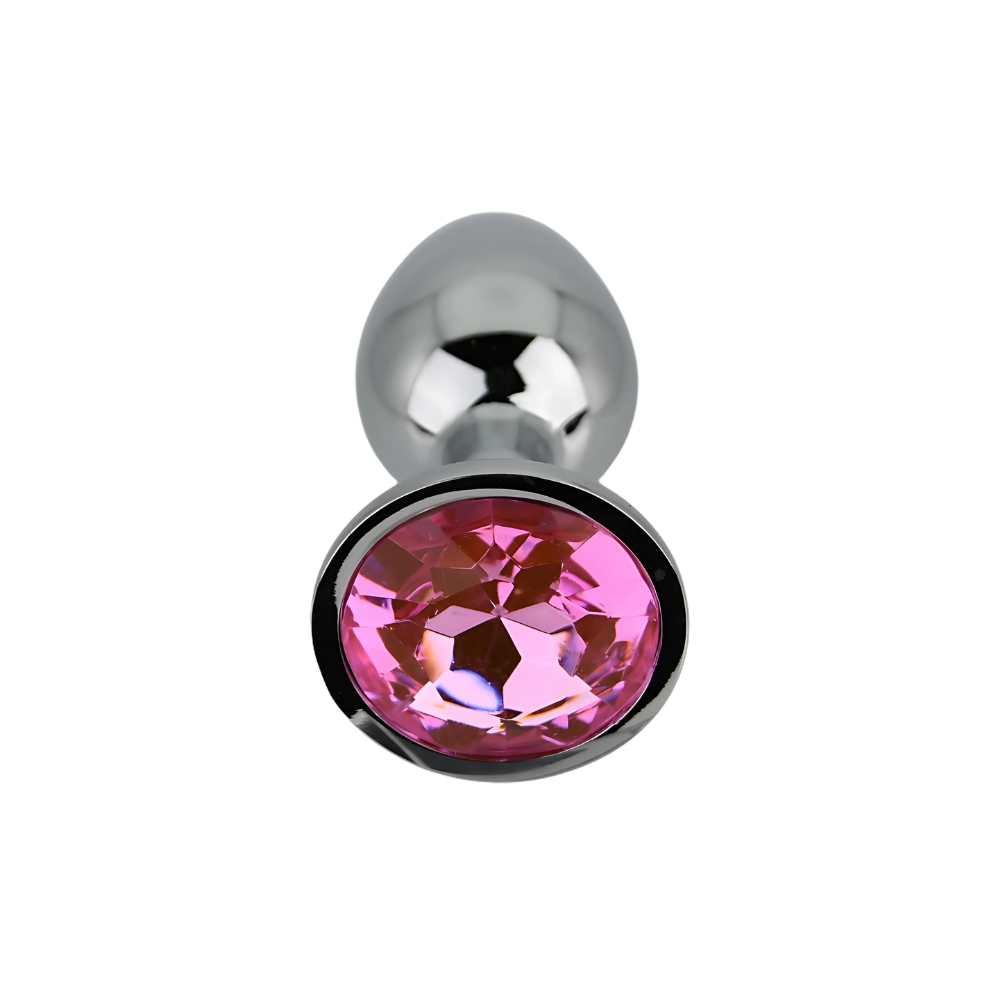 Toosh Silver Metal Butt Plug Small Pink Stone - Image 6