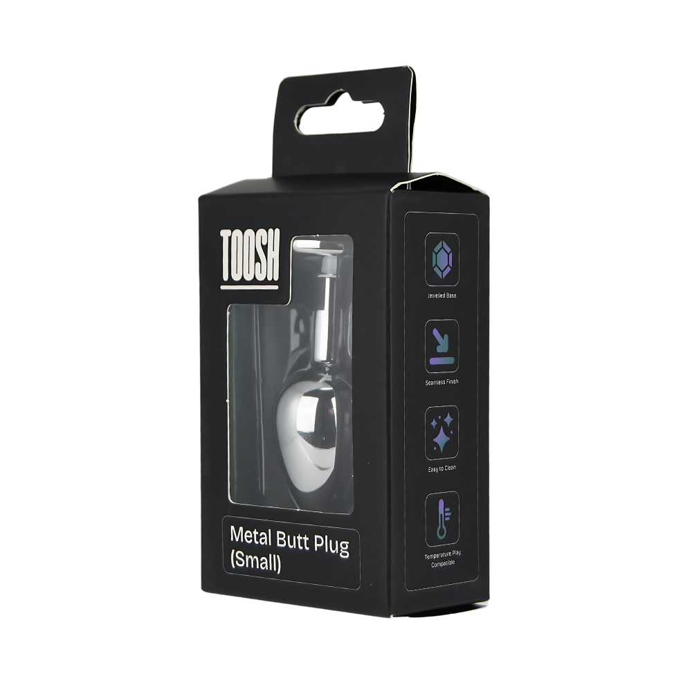 Toosh Silver Metal Butt Plug Small Pink Stone - Image 10