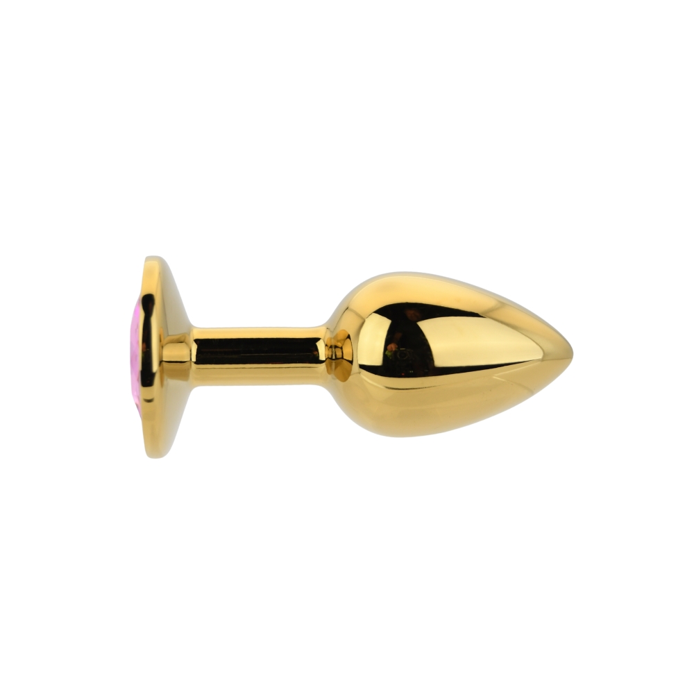 Toosh Gold Metal Butt Plug Small Pink Stone - Image 3