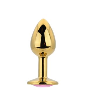 Toosh Gold Metal Butt Plug Small Pink Stone