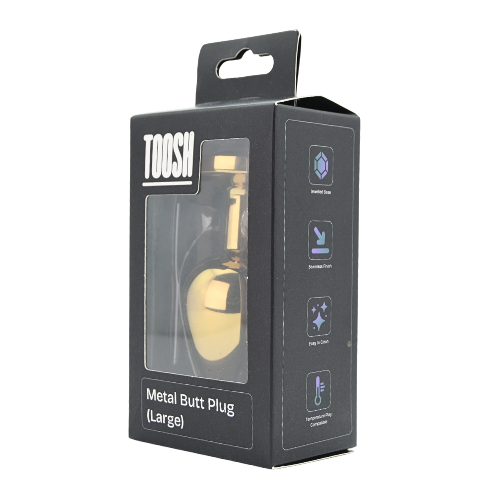 Toosh Gold Metal Butt Plug Large Pink Stone - Image 9