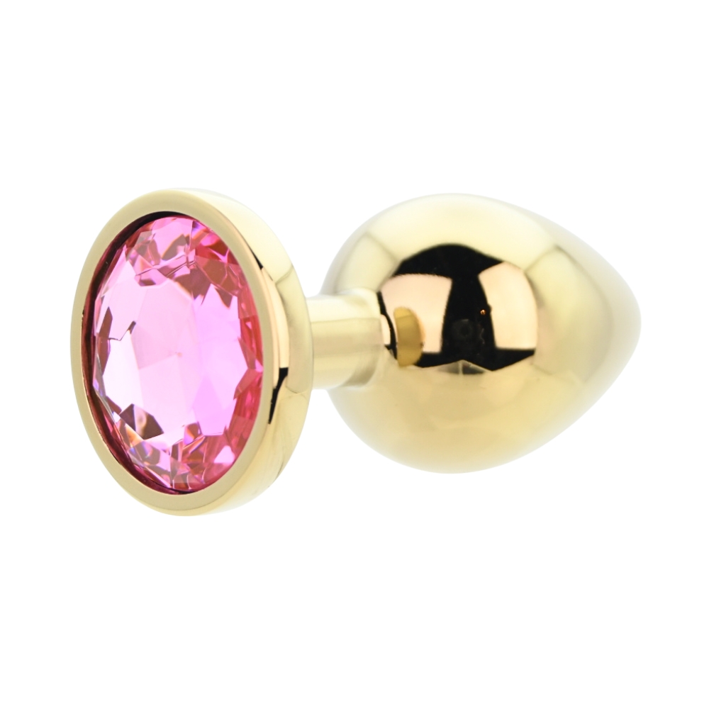 Toosh Gold Metal Butt Plug Large Pink Stone - Image 4