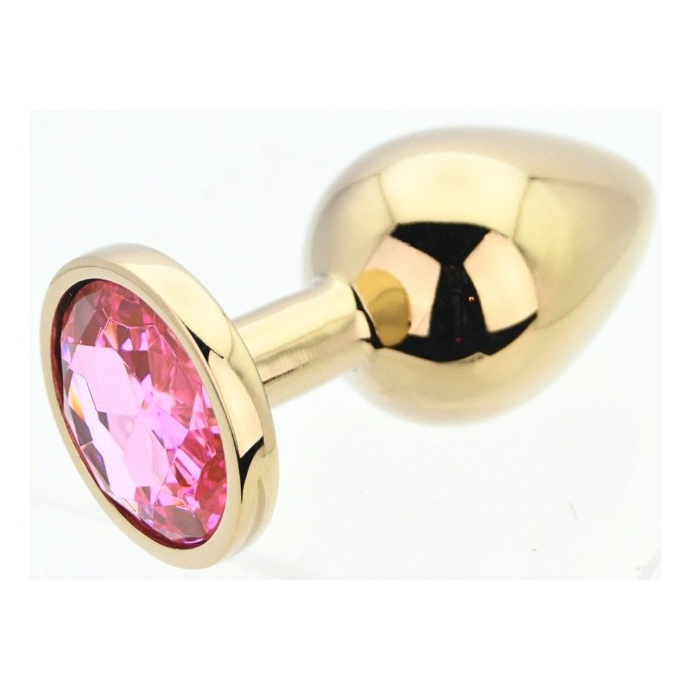 Toosh Gold Metal Butt Plug Large Pink Stone - Image 5