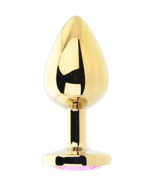 Toosh Gold Metal Butt Plug Large Pink Stone