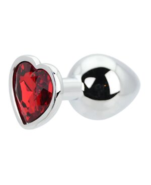 Toosh Heart Shaped Silver with Red Stone Medium